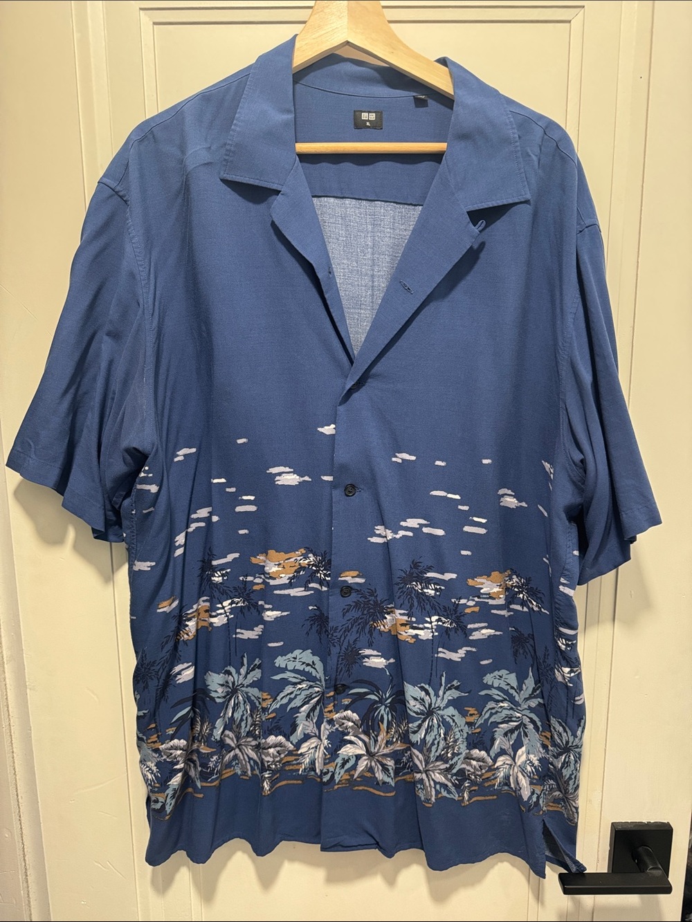 Uniqlo Blue Hawaiian Print Camp Shirt Sz XL